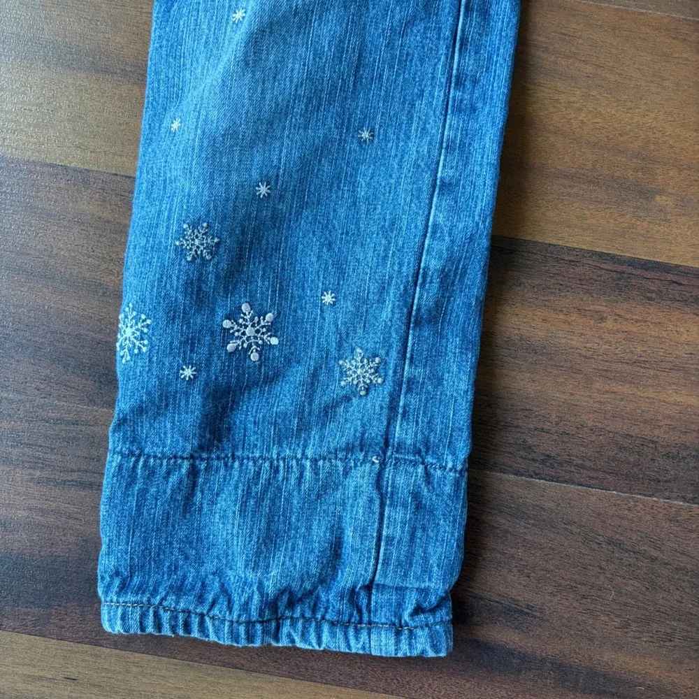 Gymboree Girls 4T Blue Denim Snowflake Embroidered Jeans Winter Pants 240329012